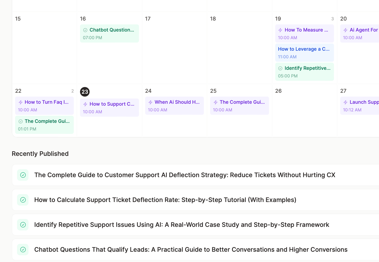 Content calendar on autopilot
